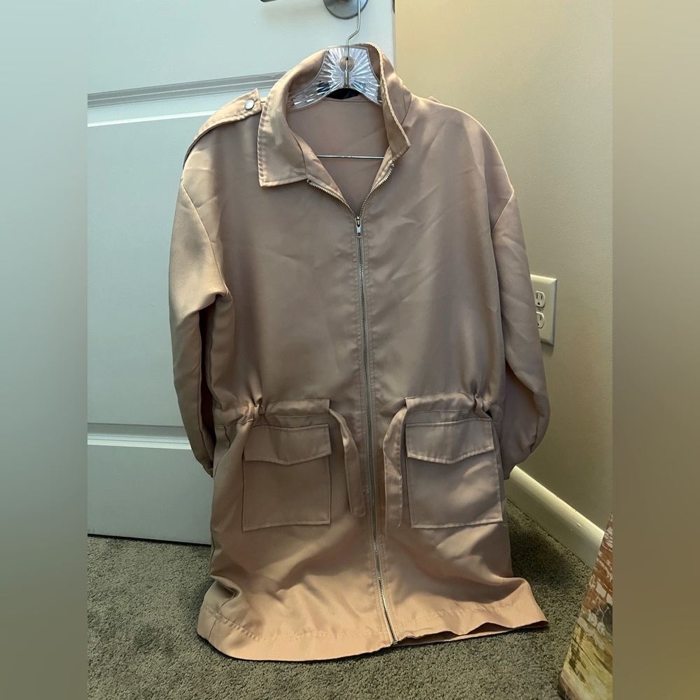 Missguided zip up, waist belt feature pink dress size small